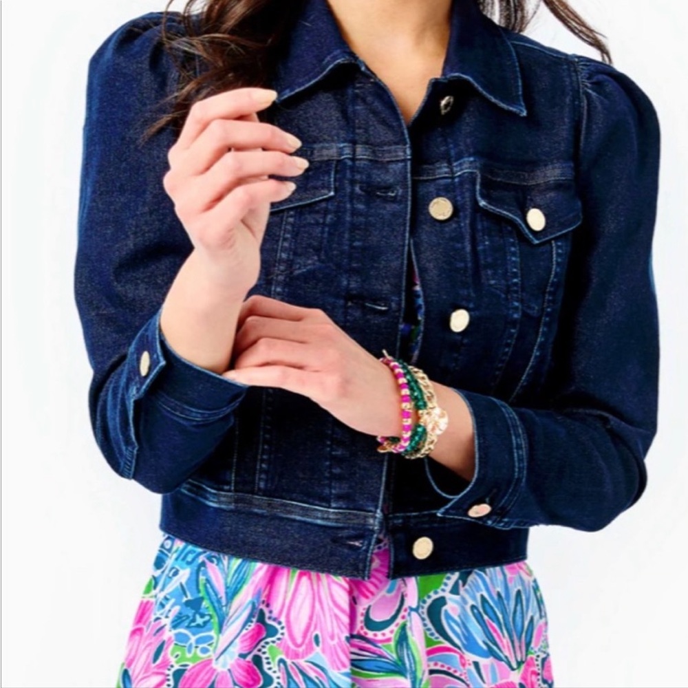 VHTF Lilly Pulitzer Lalani Denim Jacket in Cosmic Wash
